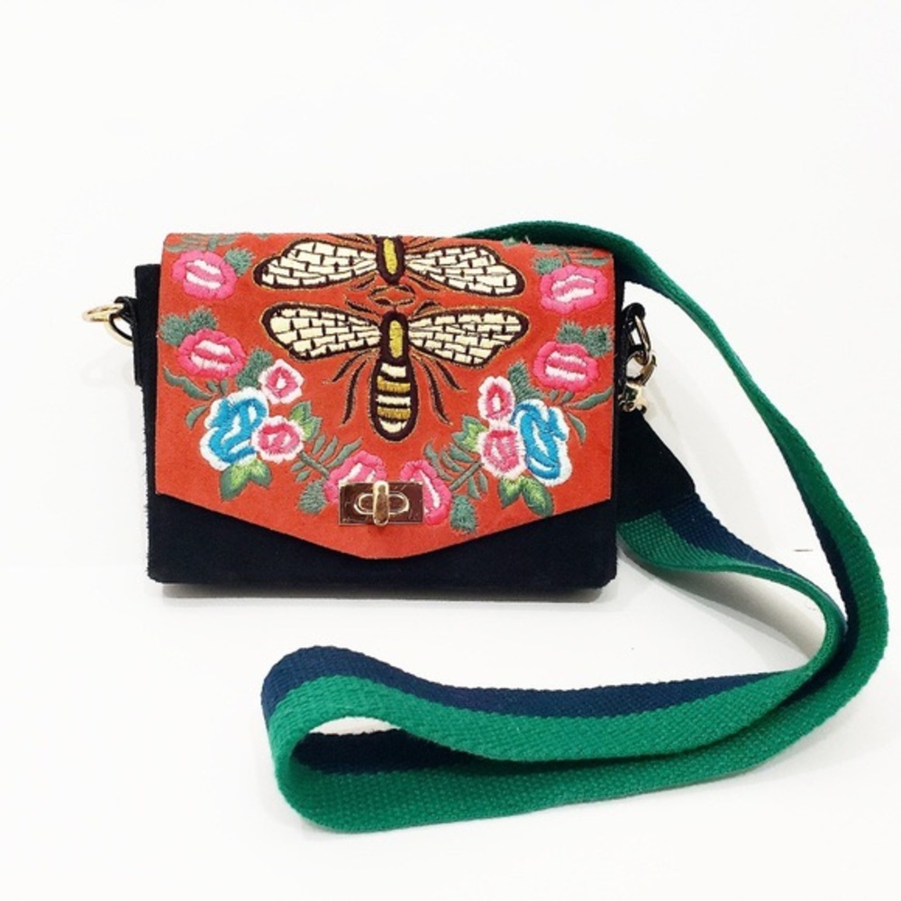 Free People Embroidered Bee Purse